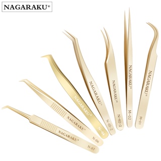 Pinça De Extensão De Cílios NAGARAKU Golden Tweezers Procedimento De Alta Precisão