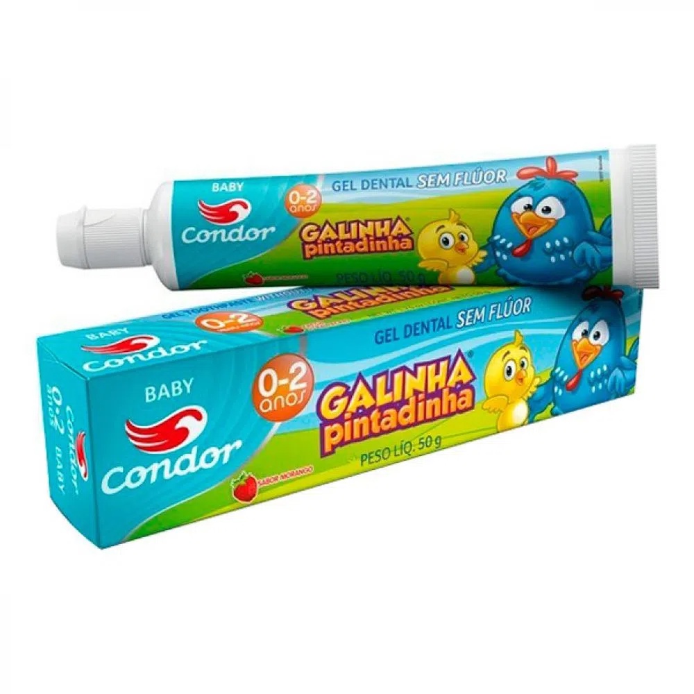 Pasta dente Bebe 0 a 2 anos infantil galinha pintadinha sem Flúor sabor ...