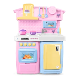 Cozinha De Brinquedo Infantil Big Kitchen Rosa 5554 - Roma Brinquedos