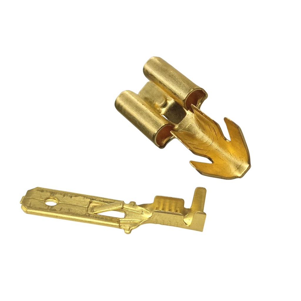 Kit 200 Terminal Encaixe Femea e Espada Macho 6,3mm em Latão