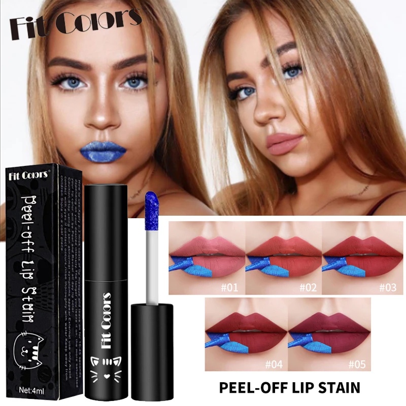 Cores De Ajuste 5 Baton Matte Tear Off Lip Glaze Natural À Prova D'água Longa Duração Stay Bottom Color Tint Lipstick