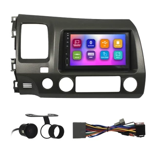 Kit Multimídia Mp5 2 Din New Civic 2007 2008 2009 2010 2011 7 Pol Bluetooth Espelhamento Moldura Grafite Camera Re