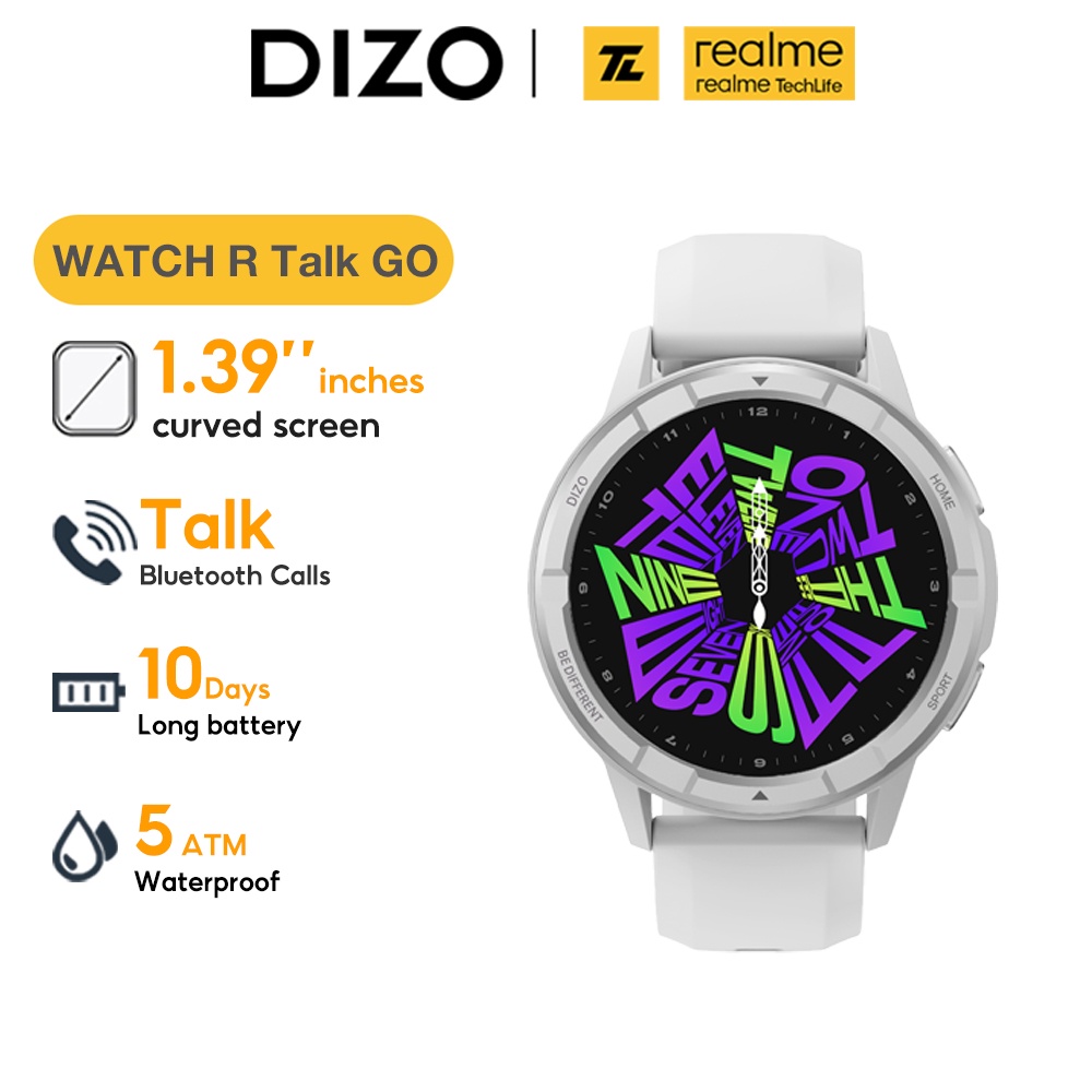 Realme DIZO Watch R Talk Go Tela Amoled 5ATM À Prova D'água Rastreador De Fitness Smartwatches Esportivos