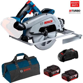 Serra Circular 7.1/4 POL 18V BITURBO BRUSHLESS GKS 18V-68 GC 2 Baterias 2,0Ah, Carregador Bivolt e B