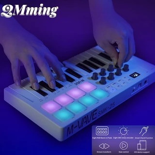 M-VAVE Portátil MIDI 25-Key USB Controlador De Teclado Com 8 Almofadas De Tambor Retroiluminadas 8 Puxadores Musical RGB Instrumentos