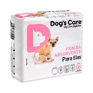 Fralda Descartável Higiênica P/cães Fêmea Dogs Care 06 Un P