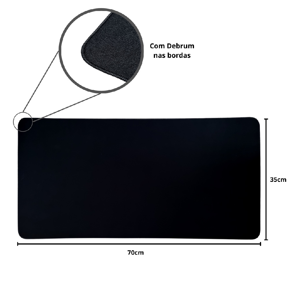 Mouse Pad Gamer Jogos Eddias Base Emborrachado 35x70 Preto C/ Costura