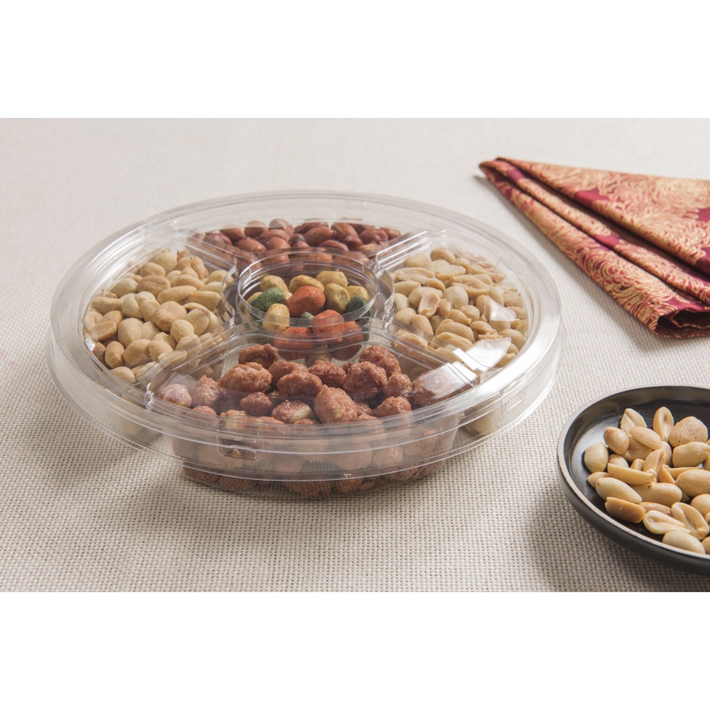 10 Petisqueira Bandeja C/4 Divisórias Cristal Pet 400Ml G540 Galvanotek
