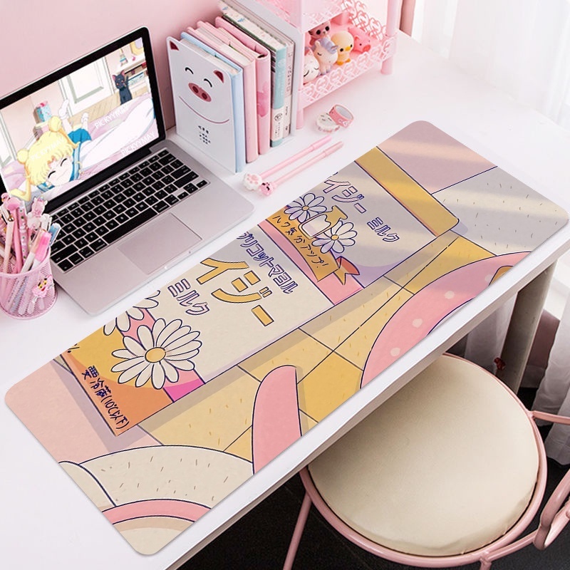 Mouse Pad Rosa Kawaii 80x30cm XL Lockedge Grande Gamer Computador CSGO ...