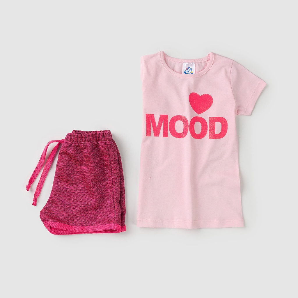 Conjunto Infantil de Verão para Menina Cropped e Shorts - GKS Rosa