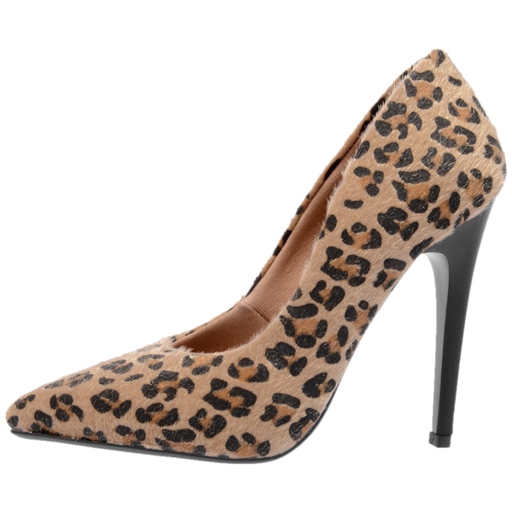 Scarpin Di Scarp Salto Alto Bico Fino Conforto Animal Print Onça