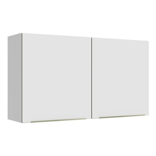 Armário Aéreo Madesa Lux 120 cm 2 Portas - Branco/Branco Veludo