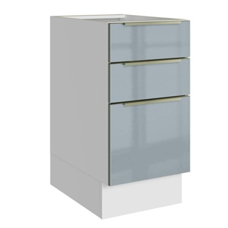 Balcão Madesa Lux 40 cm 3 Gavetas (Sem Tampo) - Branco/Cinza