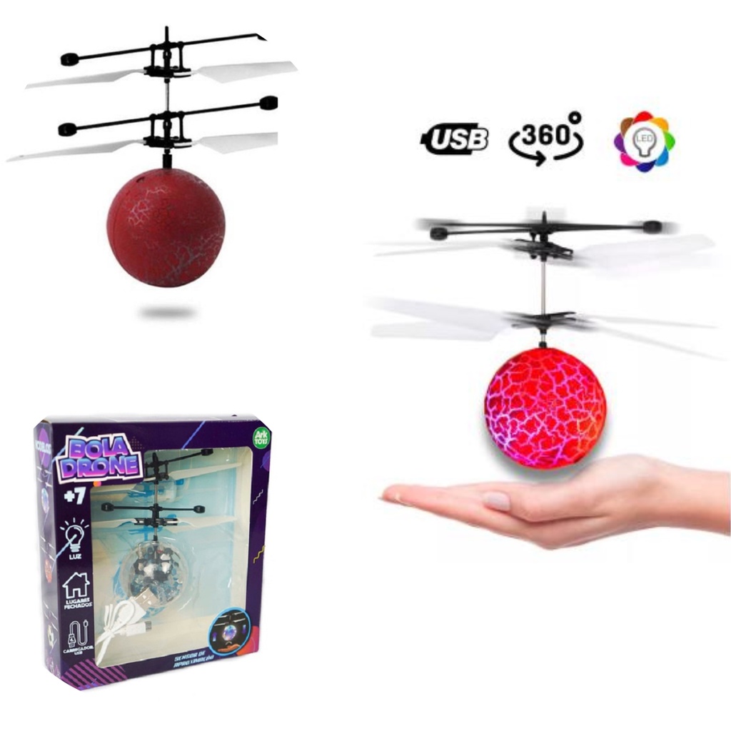 Brinquedos Flying Ball Toys, Mini Drone Voador Recarregável 360