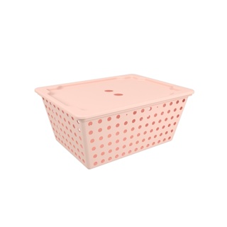 Cesta Organizadora Com Tampa Coza One Maxi 12,9 Litros 39 x 30 x 16,8 cm Rosa Blush