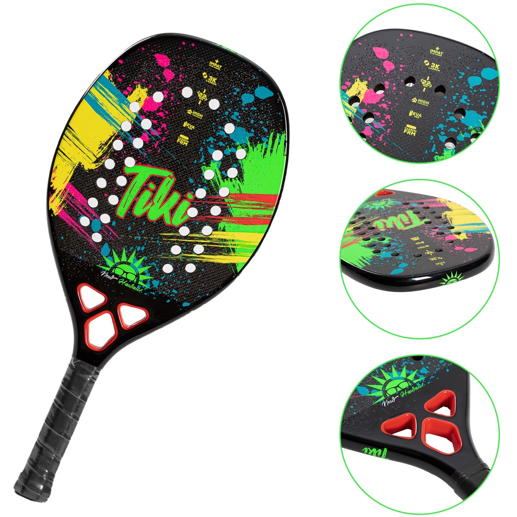 Raquete de Beach Tennis 100% 3K e 12K Fibra de Carbono