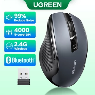 Mouse Sem Fio UGREEN 6 Botões Silenciosos Bluetooth 5.0 & 2.4G Modo Duplo 5 Nível DPI Configuração 4000DPI