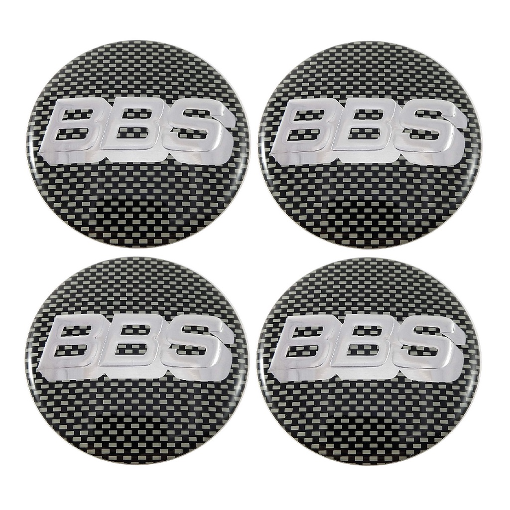 Kit 4 Emblema Logo Adesivo Roda Bbs Carbono Preto 58mm