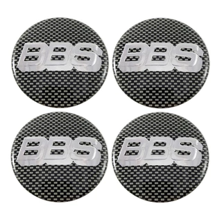 Kit 4 Emblema Logo Adesivo Roda Bbs Carbono Preto 58mm