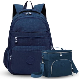 Kit Mochila Feminina Bolsa Necessaire Escolar Volta a Aula Bolsinha Menina Média Espaçosa Reforçada