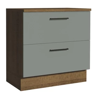 Balcão Armário de Cozinha 80 cm 2 Gavetas Rustic/Cinza Agata Madesa em Oferta na Shopee