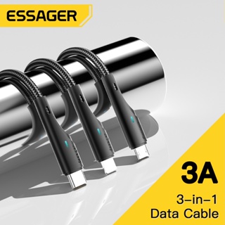 [Cabo essager 3 Em 1 De Nylon Trançado Carregamento Rápido micro USB Tipo C Multi Porta Carregador De Ensager