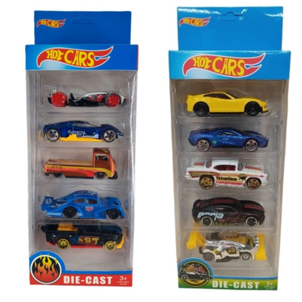 Kit Coleção Carrinho De Ferro Estilo Hot Wheels 05 Peças