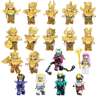 Ouro Saint Shiryu Seiya Hyoga Ikki Shaka Dohko Mu Figuras Minifiguras Construindo Blocos De Brinquedos