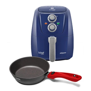 Airfryer Ichef AllSpace Índigo e Panela Ichef Ultra Day By Day 24Cm Vermelha