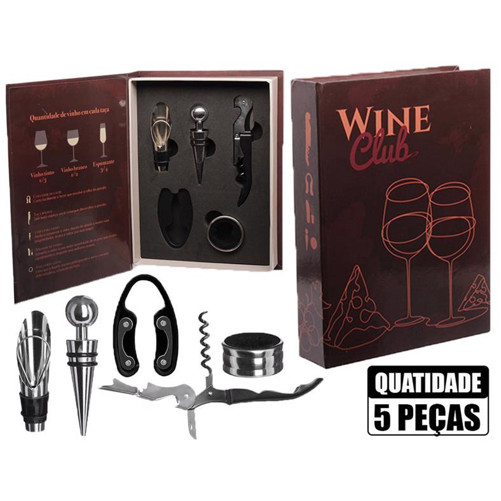 Kit Vinho Para Presente Com Abridor Saca Rolhas Tampa Dosador Tipo ...