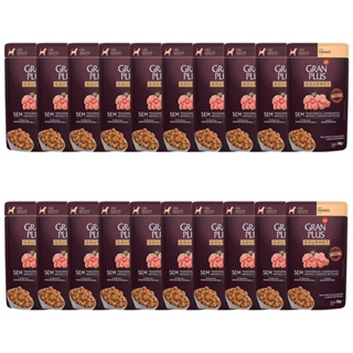 KIT 20 Ração Úmida Gran Plus Sachê Cães Gourmet Adultos Frango - 100g