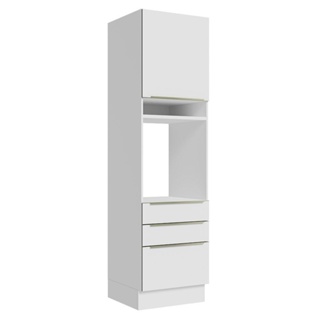Torre Quente Madesa Lux 60 cm 1 Porta 3 Gavetas - Branco/Branco Veludo