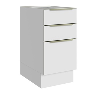 Balcão Madesa Lux 40 cm 3 Gavetas (Sem Tampo) - Branco/Branco Veludo