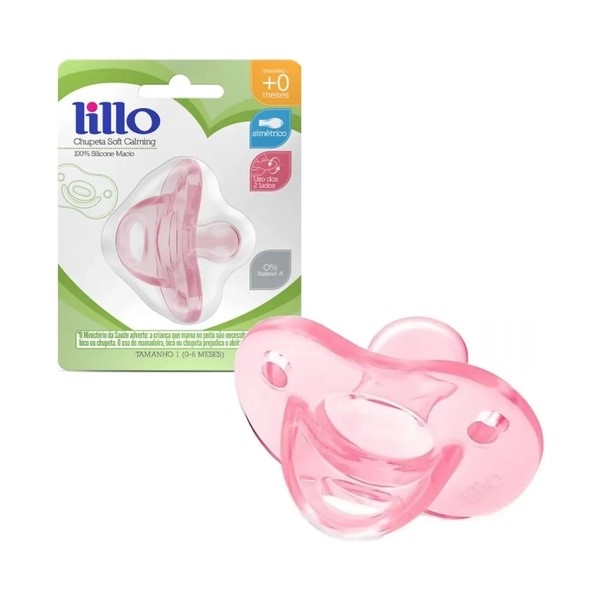 Chupeta Soft Calming 100% Silicone Simétrico Tam 1 Rosa