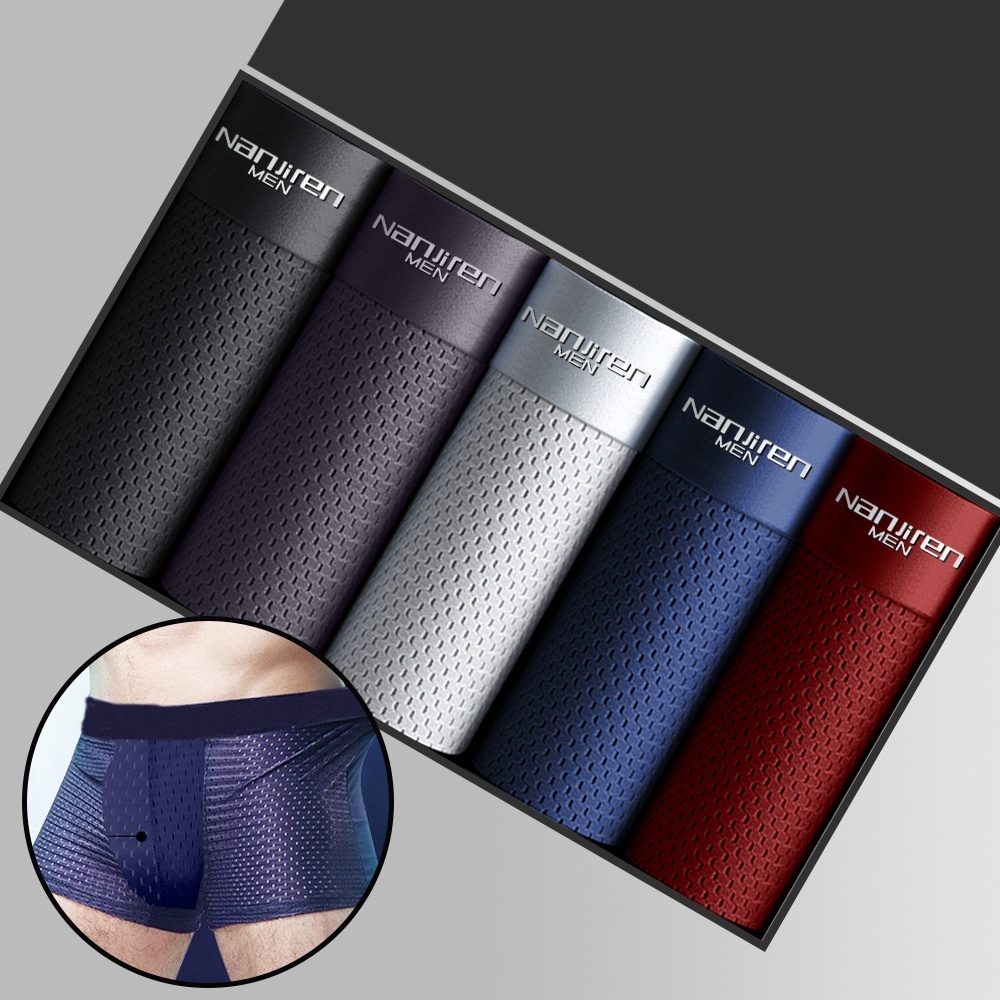 Roupa Íntima Masculina Antártica Malha Respirável Seda Estilo Verão Boxer Sem Costura Shorts Masculinos