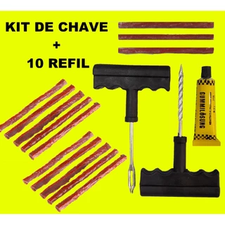 Reparo de peneu moto carro sem câmara peneu furado kit com 6 peças + 10 REFIL tipo macarrão Envio Fantástico