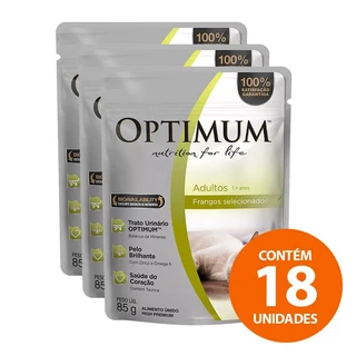 Caixa 18un Ração Úmida Optimum Sachê Cães Adultos Raças Pequenas Frango 100g em Oferta na Shopee