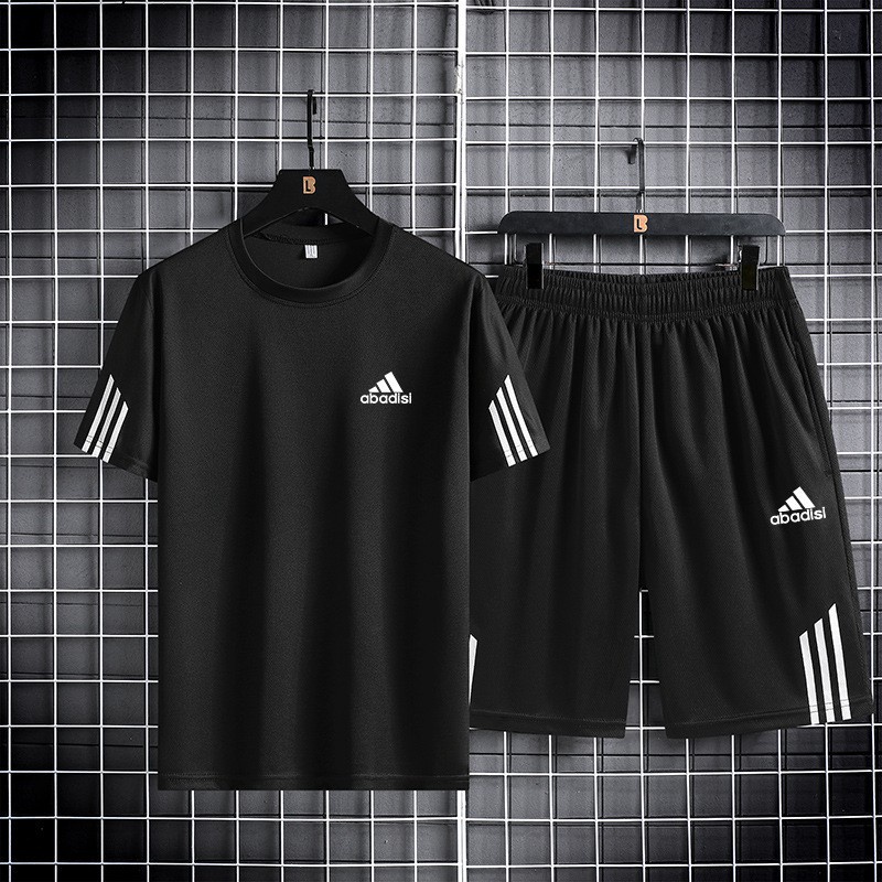 Camisetas Masculina Conjunto Manga Curta Esportiva Casuais Tees + Calção M-5XL