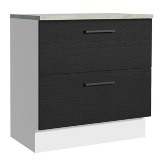 Balcão 80 cm 2 Gavetas Branco/Preto Agata Madesa