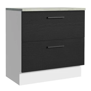Balcão Armário de Cozinha 80 cm 2 Gavetas Branco/Preto Agata Madesa em Oferta na Shopee
