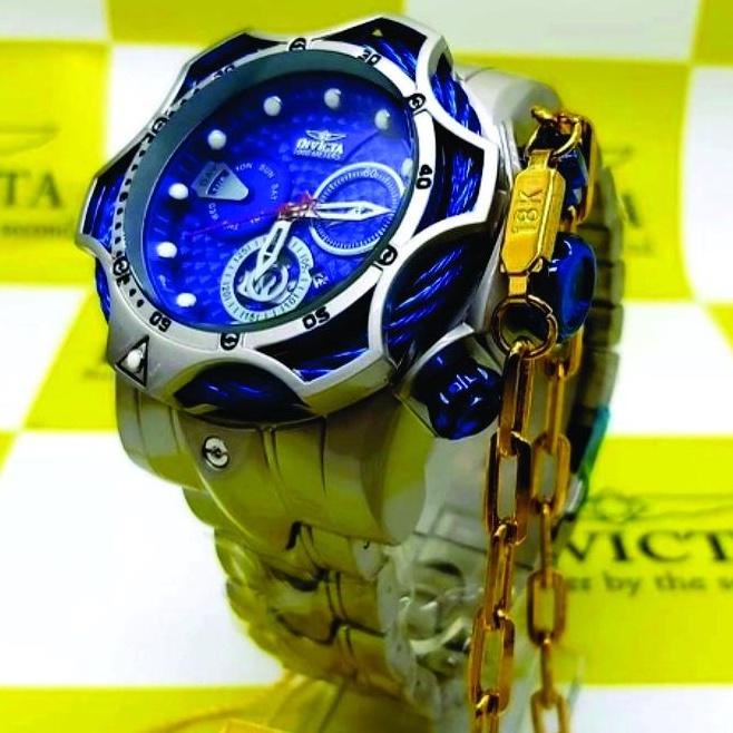 Relogio Invicta Reserve Inox Resistente a Agua Prata e Azul CAIXA PREMIUM