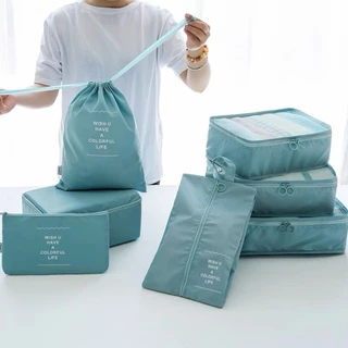 Kit 7 Pecas Bolsa Organizadoras Para Mala Roupas Bagagem Viagem