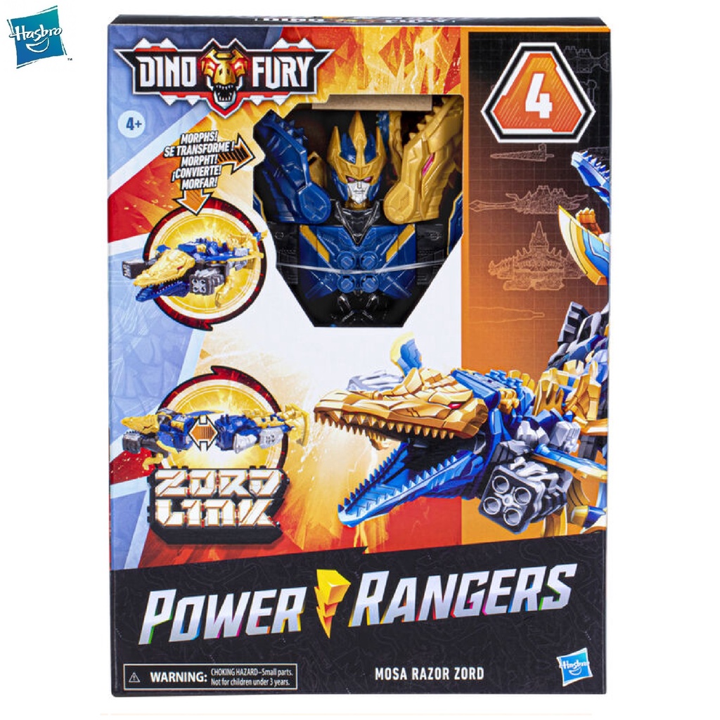 Power RANGERS 2022 Dino Fury Mosa Razor Zord Morphing Robô Figura