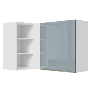 Armário Aéreo de Canto com Adega Acoplada Madesa Lux 1 Porta - Branco/Cinza
