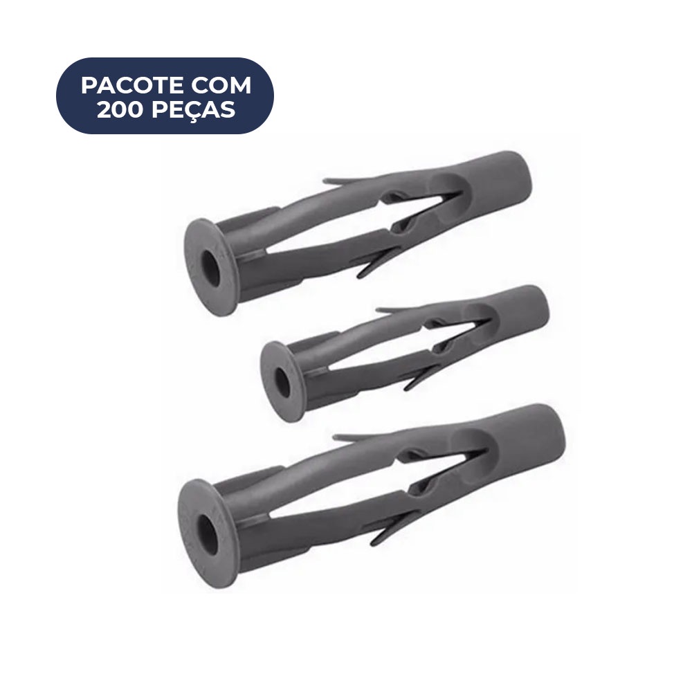 Bucha 10mm Tijolo Furado Bloco Parede Oca Com Aba 200 Peças