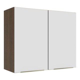 Armário Aéreo Madesa Lux 80 cm 2 Portas - Rustic/Branco Veludo