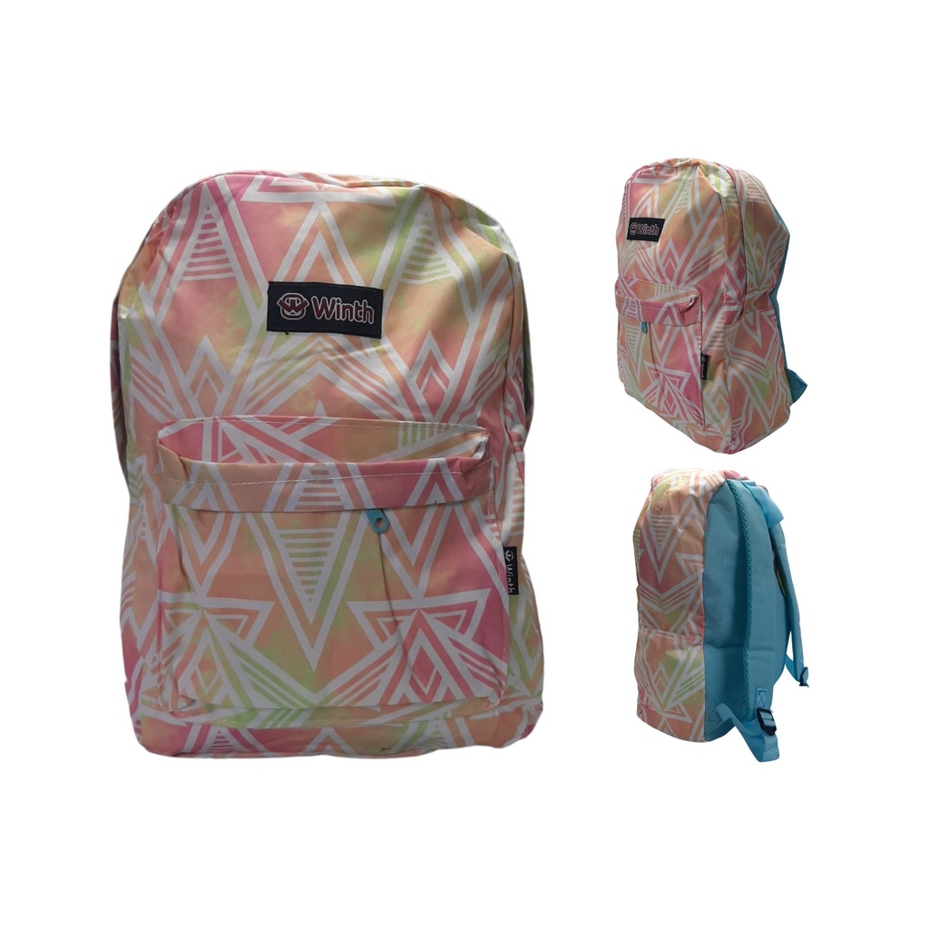 Mochila Escolar Feminina Espaçosa Estampada Moderna Juvenil - Azul