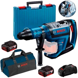 Martelete à Bateria SDS-Max 18V BITURBO Brushless GBH 18V-45C 2 Baterias 4,0Ah, Carregador Bivolt e