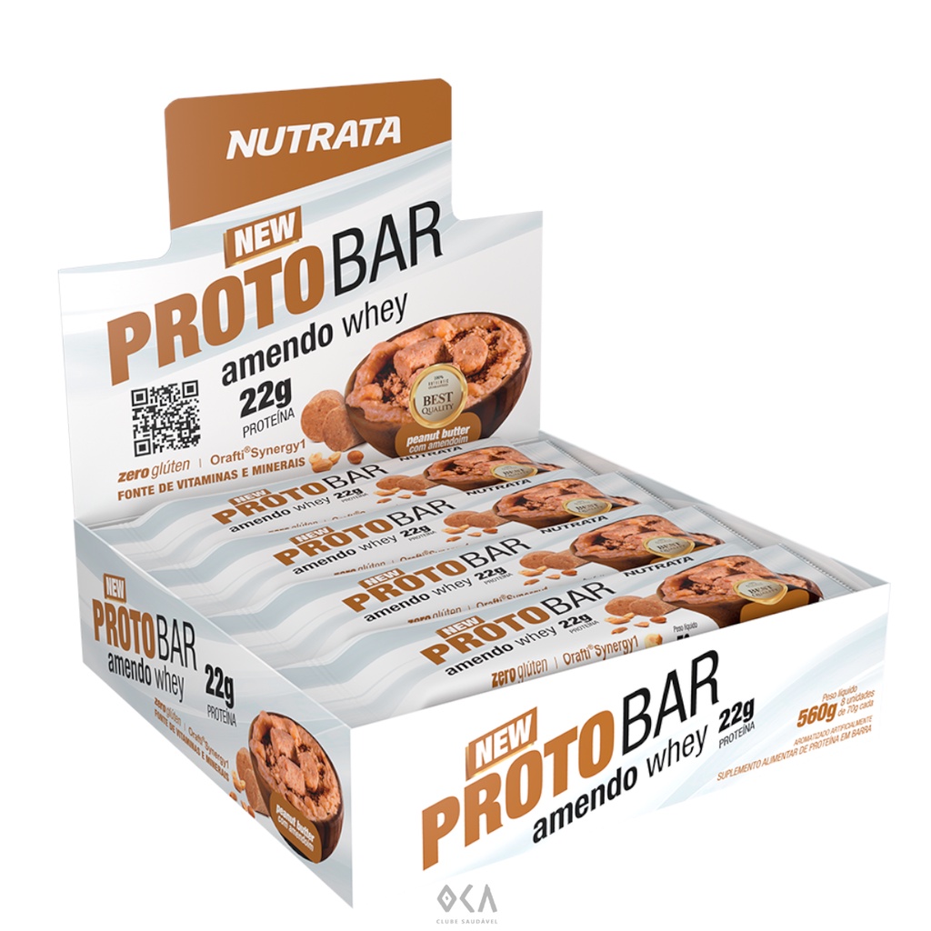 Cx 8 Barra Proteína Nutrata Protobar Amendo Whey 70g Energia