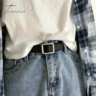 Cinto De Moda Feminino/Masculino Ajustável Sem Fivela Quadrada Com Buracos